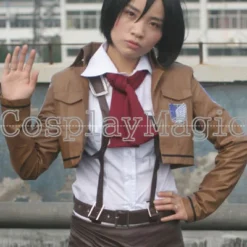 Attack On Titan Mikasa Ackerman Scouting Legion Uniform Faux Leather For Kids -Cosplay Magic Store 15700n 1