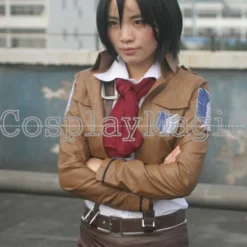 Attack On Titan Mikasa Ackerman Scouting Legion Uniform Faux Leather -Cosplay Magic Store 15700o