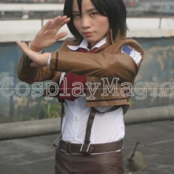 Attack On Titan Mikasa Ackerman Scouting Legion Uniform Faux Leather -Cosplay Magic Store 15700p